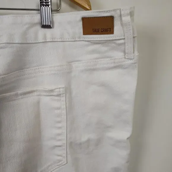 True Craft Skimmer Shorts Womens 24W White Denim Mid Rise Cuffed Stretch Plus - Picture 7 of 16